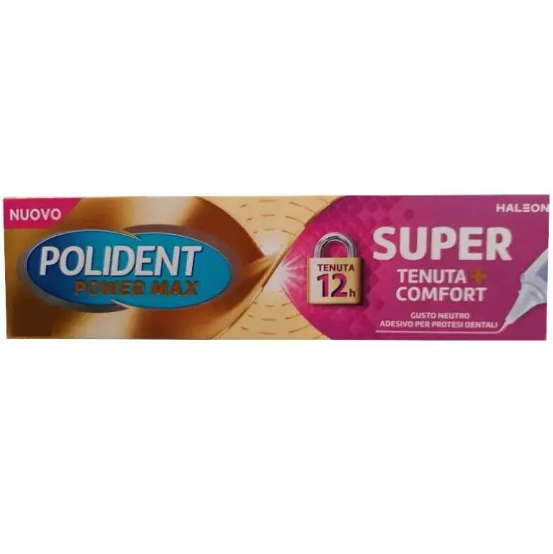 Polident Super Tenuta + Comfort Adesivo Per Protesi Dentale Tenuta Giornaliera Gusto Neutro 70g