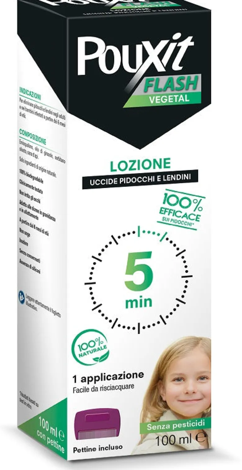 Pouxit Flash Vegetal Lozione Pidocchi e Lendini 100 ml con Pettine