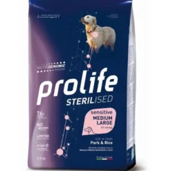 Prolife Dog Sterilised Sensitive Pork & Rice Cibo Secco Per Cani Adulti Sterilizzati Taglia Media/Gr