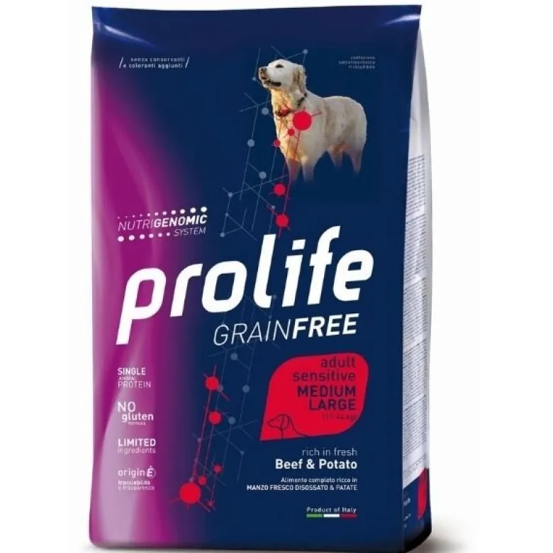 Prolife Grain Free Adult Medium/Large Sensitive Beef & Potato