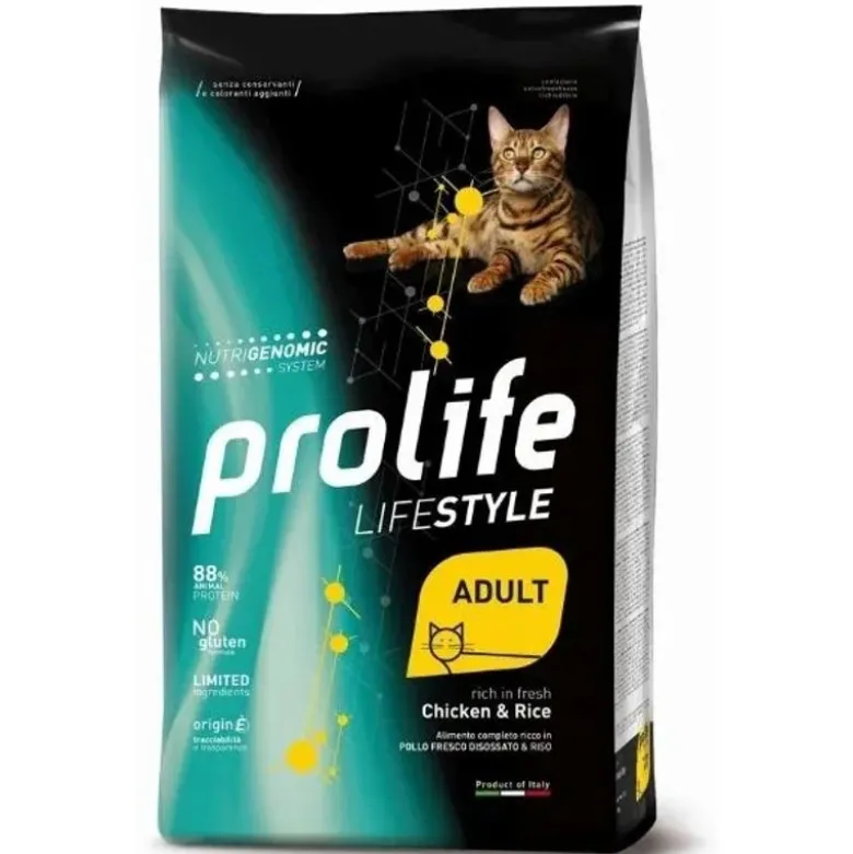Prolife Life Style Adult Chicken & Rice Cibo Secco Per Gatti Adulti Sacco 1,5Kg
