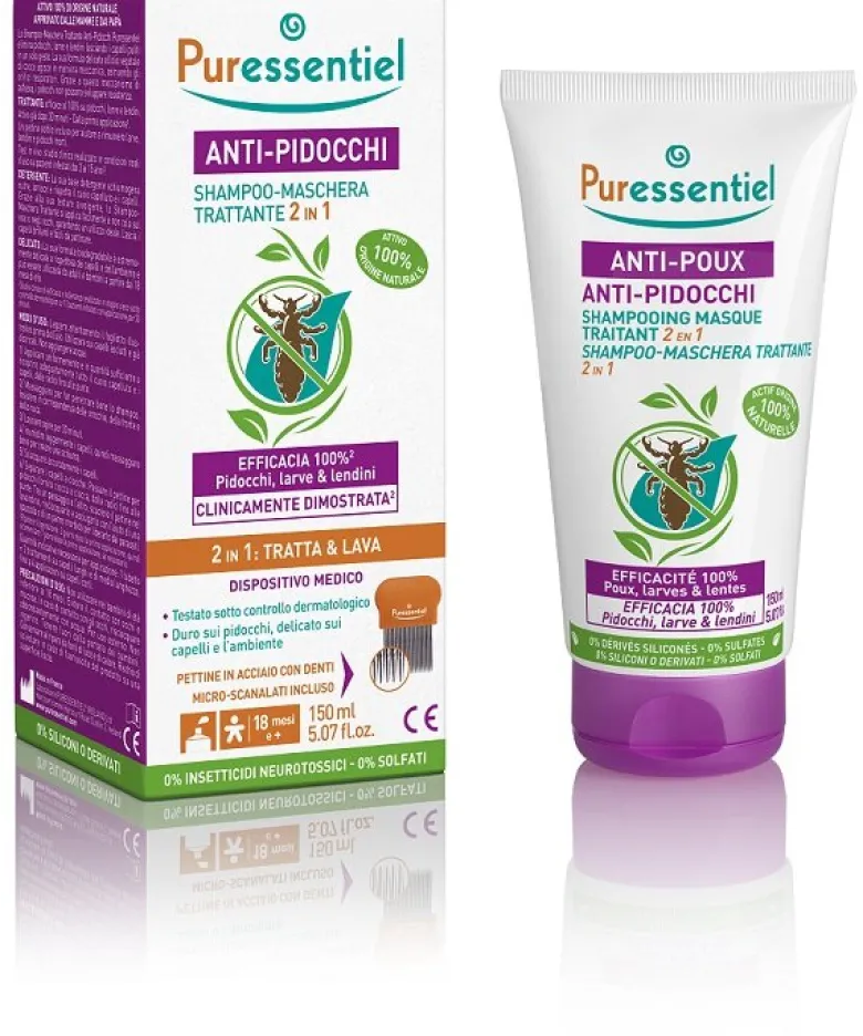 Puressentiel Anti-Pidocchi shampoo-maschera trattante 2in1 150ml