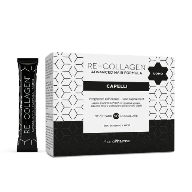 Re-Collagen Advance Hair Integratore per capelli formula Uomo 60 stick pack orosolubili