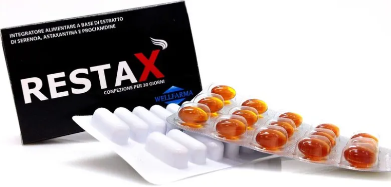 Restax integratore alimentare a base di Serenoa Repens Astaxantina e Proantocianidine 30 capsule +30