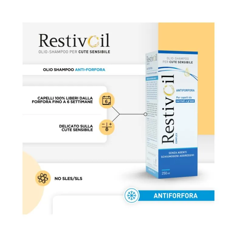 Restivoil Complex Antiforfora Olio-Shampoo per cute sensibile capelli da normali a grassi 250ml