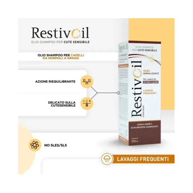 Restivoil Sebo-normalizzante olio-shampoo lavaggi frequenti per capelli da normali a grassi 250ml