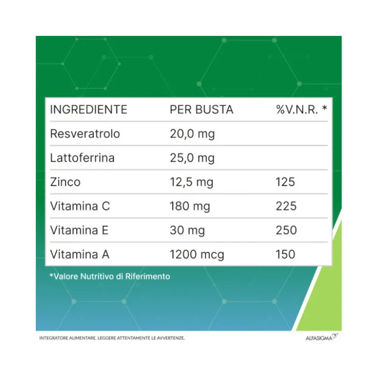 Resvis Forte XR integratore di Vitamine Resveratrolo e Lattoferrina 12 bustine