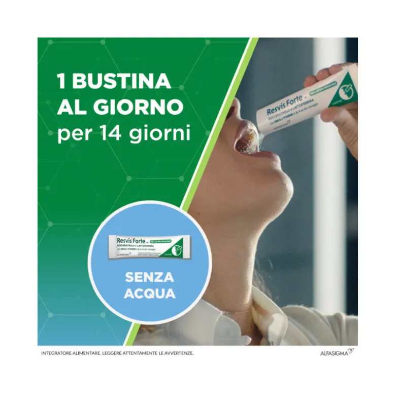 Resvis Forte XR integratore di Vitamine Resveratrolo e Lattoferrina 12 bustine