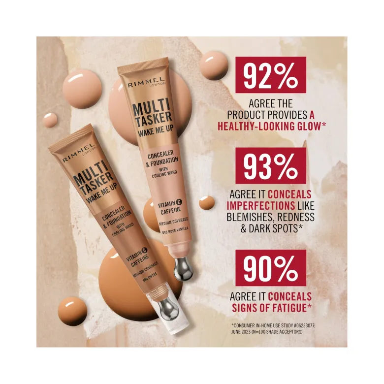 Rimmel Multi-tasker Wake Me Up Correttore & Fondotinta Formula Vegana 090 Toffee 20ml