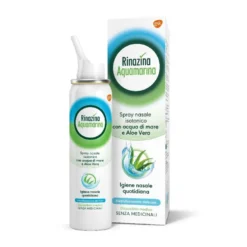 Rinazina Aquamarina Spray Nasale Isotonico Delicato Lavaggio Nasale Acqua Di Mare E Aloe Vera 100 ml