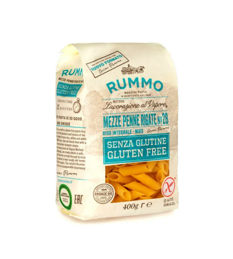 Rummo Mezze Penne Rigate n.28 di riso integrale e mais senza glutine 400g