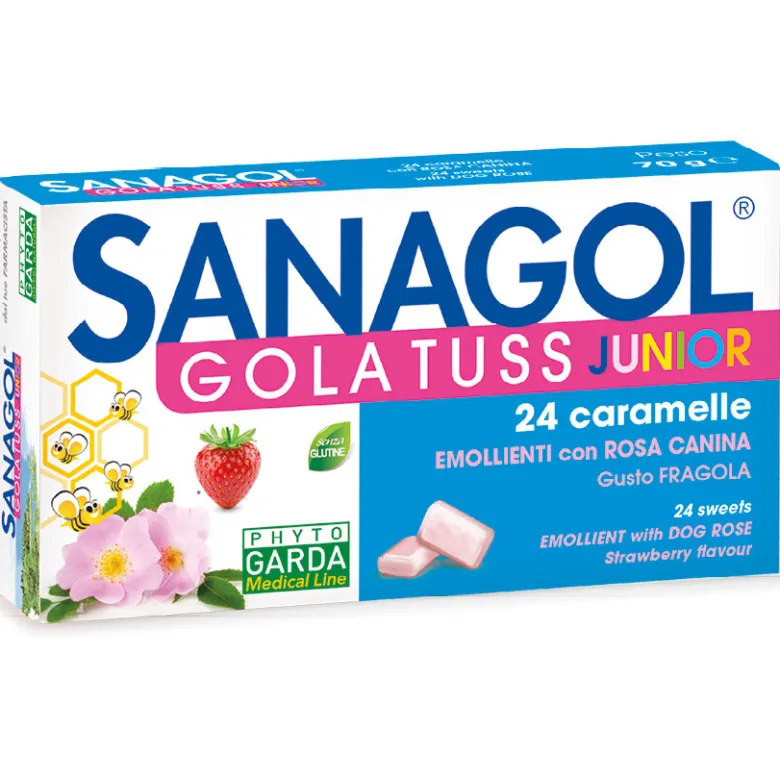 Sanagol Gola Tuss Junior caramelle emollienti gusto fragola 24 pezzi