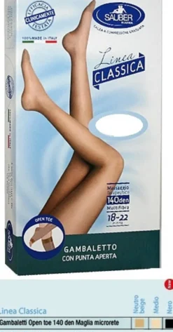 Sauber Gambaletto Open Toe Maglia Microrete 140 Den Colore Neutro Beige Taglia 3 Linea Classica
