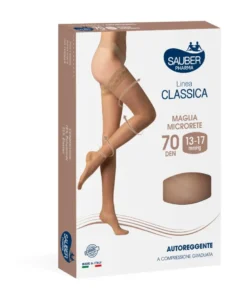 Sauber Linea Classica Calza Autoreggente 70 Denari Maglia Microrete Neutro Beige Taglia 3