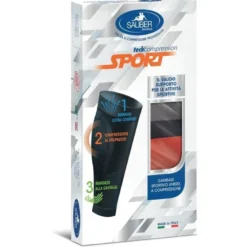 Sauber Sport Gambale Unisex A Compressione Colore Grigio-Rosso Taglia M