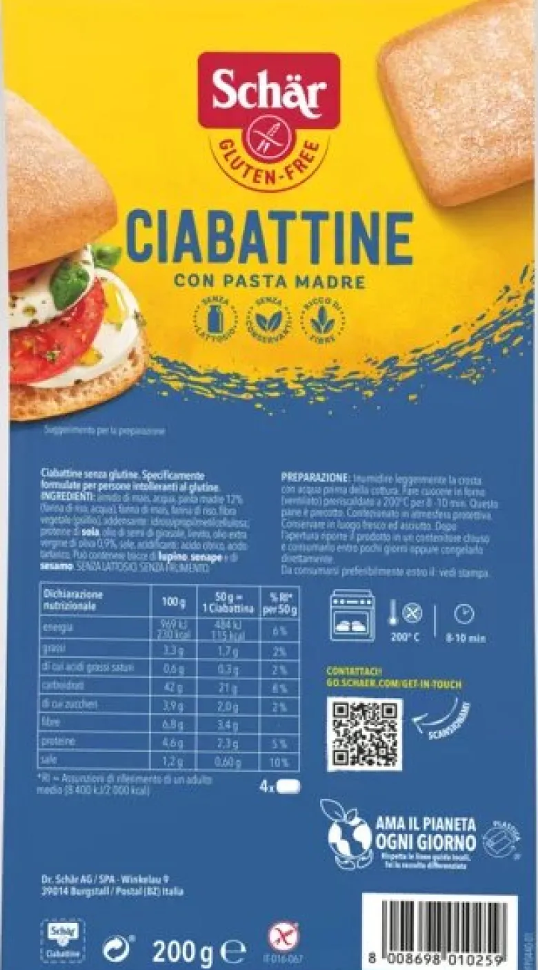 Schar Ciabattine precotte senza glutine 4x50g