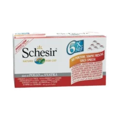 Schesir Filetti Di Pollo Con Anatra Lattina Cibo Umido Gatto Adulto 6x50g