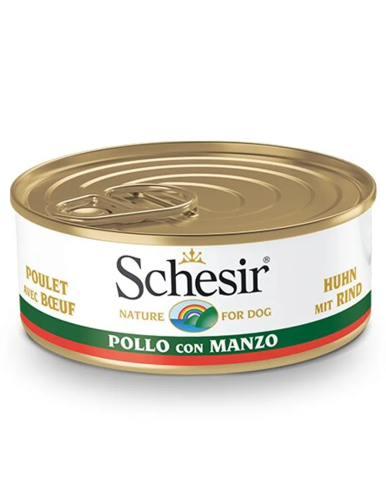 Schesir Pollo Con Manzo Cibo Umido Cani Adulti Lattina 150 g