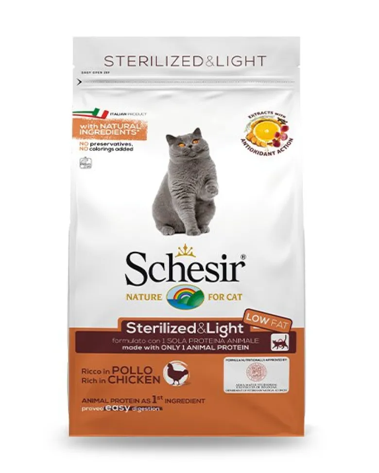 Schesir Sterilized & Ligh Crocchette Gatti Adulti Ricco In Pollo Sacco 400 g