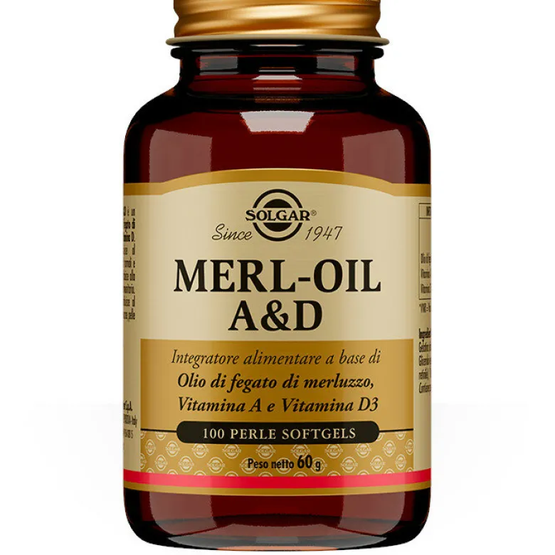 Solgar Merl Oil A&D integratore alimentare 100 Perle Softgel