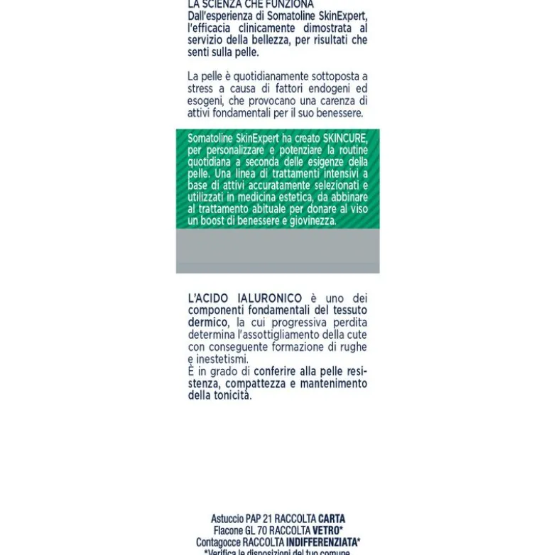 Somatoline SkinExpert Skincure Booster Antirughe Acido Ialuronico 30ml
