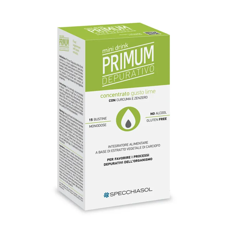 Specchiasol Primum Depurativo per favorire la depurazione dell'organismo 15 mini drink gusto lime