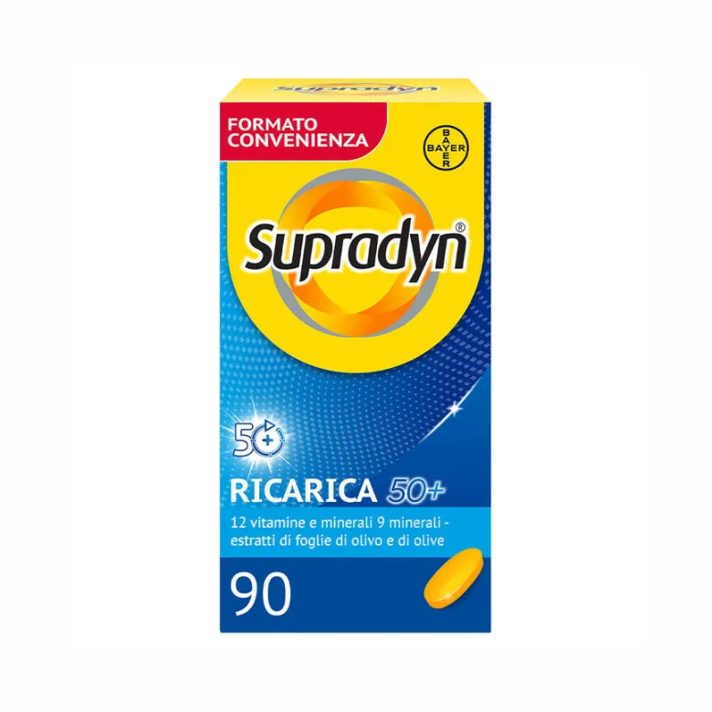 Supradyn Ricarica 50+ Integratore Vitamine e Minerali con Antiossidanti 90 Compresse Rivestite