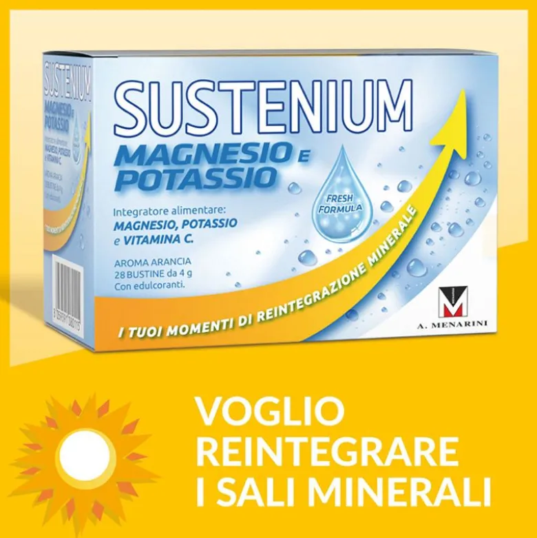 Sustenium Magnesio e Potassio Gusto Arancia 28 bustine