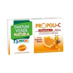 Tantum Verde Natura Junior Propoli+C Arancia E Miele Con Vitamina C E Altea 15 Pastiglie