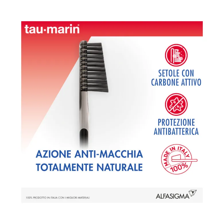 Tau-Marin Professional Black spazzolino setole medie con carbone attivo 1 pezzo colori assortiti