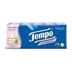 Tempo Fazzoletti Pelli Sensibili 4 veli 10 pacchetti