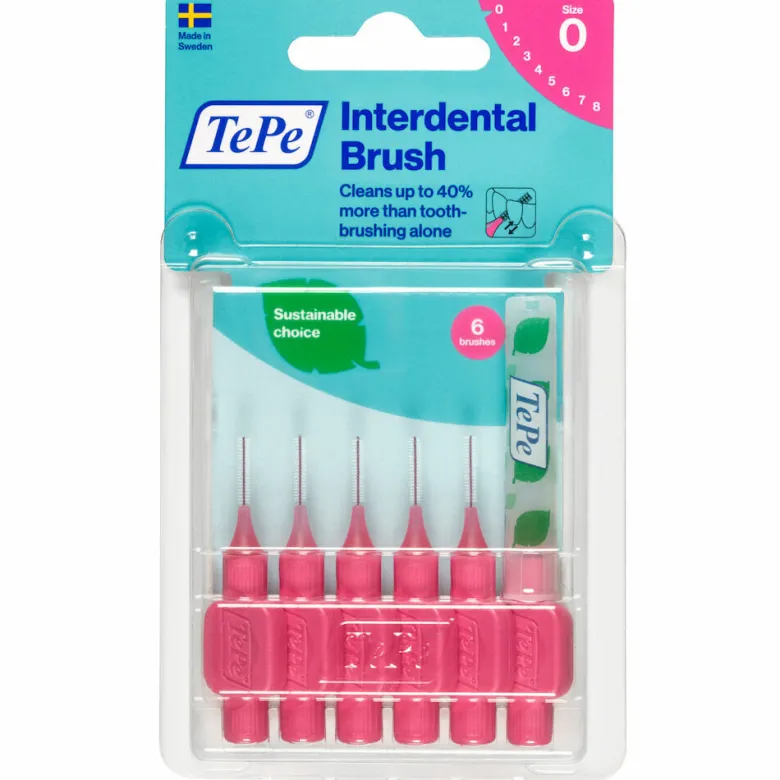 TePe Original Rosa Scovolino Per Pulizia Interdentale Misura ISO 0 Filo 0,4 mm 6 Pezzi