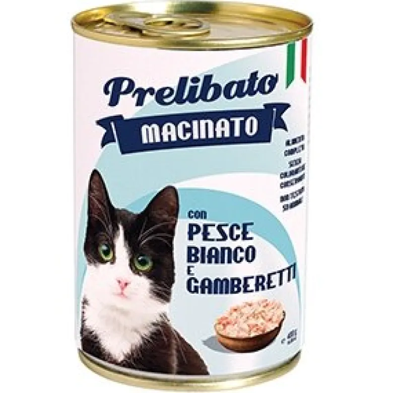 Unipro Gatto Prelibato Macinato con Pesce Bianco e Gamberetti 400g