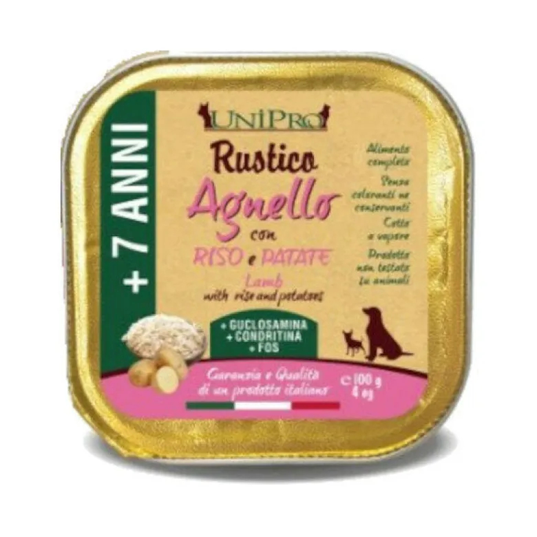 Unipro Rustico Cibo Umido Agnello Riso E Patate Per Cani 7Anni+ Vaschetta 100g
