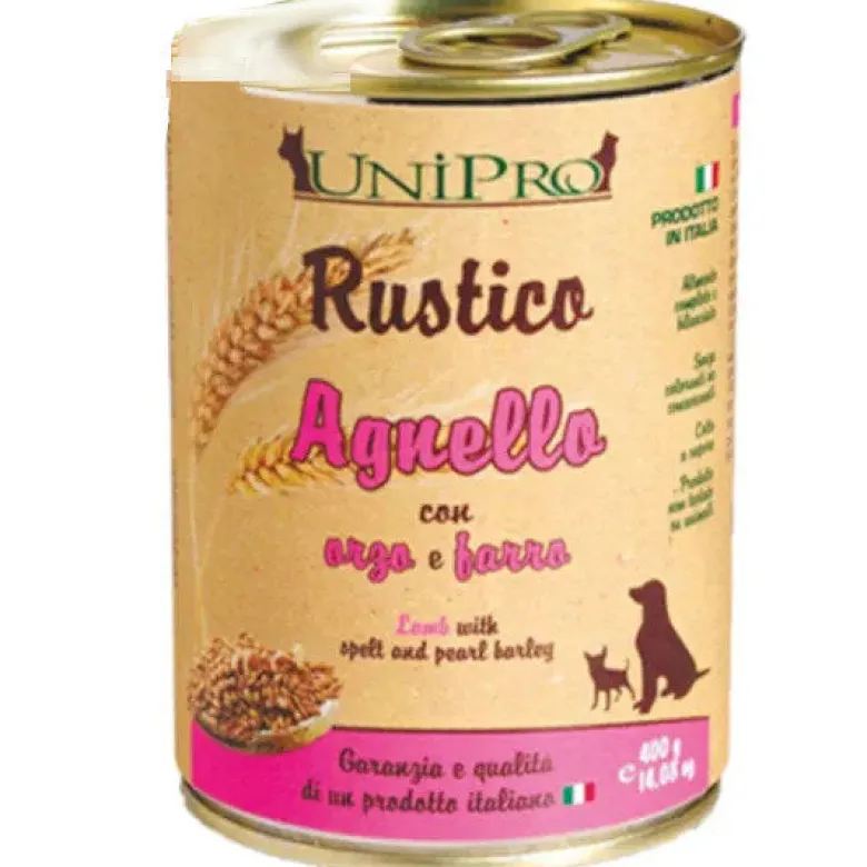 Unipro Rustico Cibo Umido Agnello Orzo E Farro Per Cani Barattolo 400g