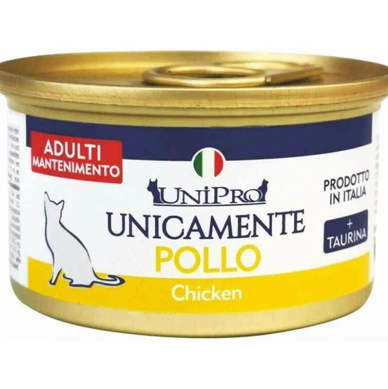 Unipro Unicamente Pollo Cibo Umido Gatti Adulti Barattolo 85g
