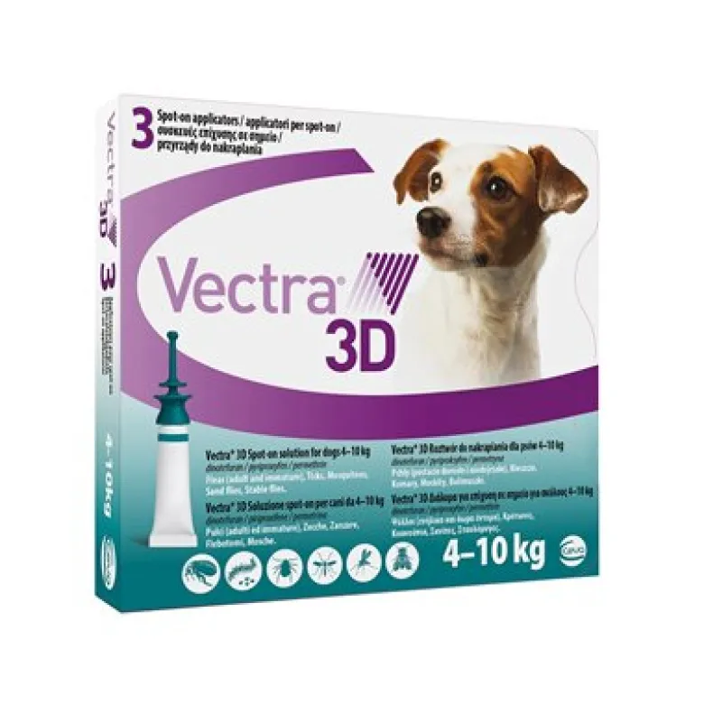 Vectra 3D 3 Pipette Cani 4-10 Kg Verde - Antiparassitario Efficace