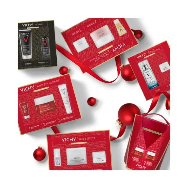 Vichy Cofanetto Regalo Natale Uomo Hydra Mag C Gel Doccia 200ml + Sensi Shave Schiuma da Barba 20ml
