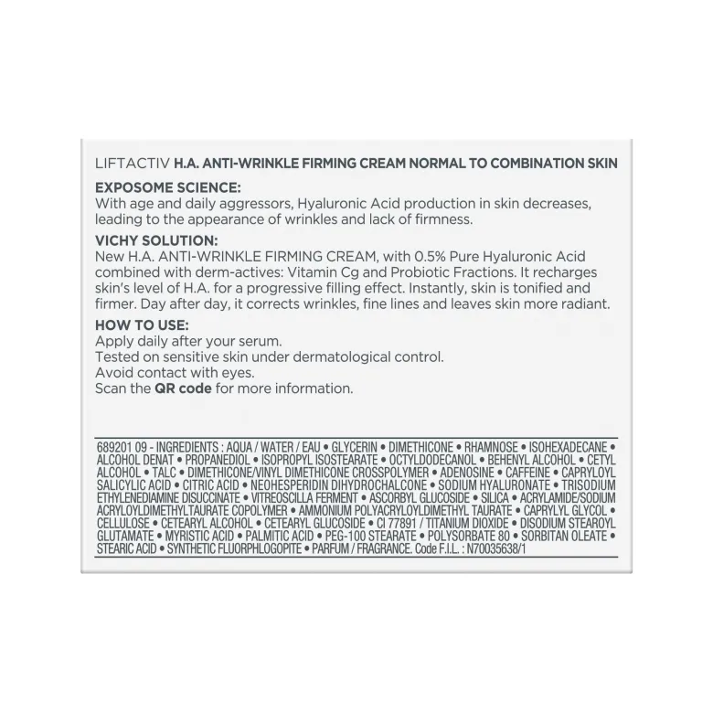 Vichy Liftactiv H.A. Crema Rassodante Anti-rughe per pelle da normale a mista 50 ml