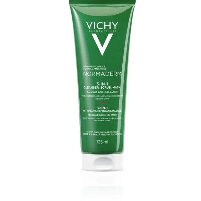Vichy Normaderm 3 in 1 esfoliante + crema detergente + maschera 125 ml
