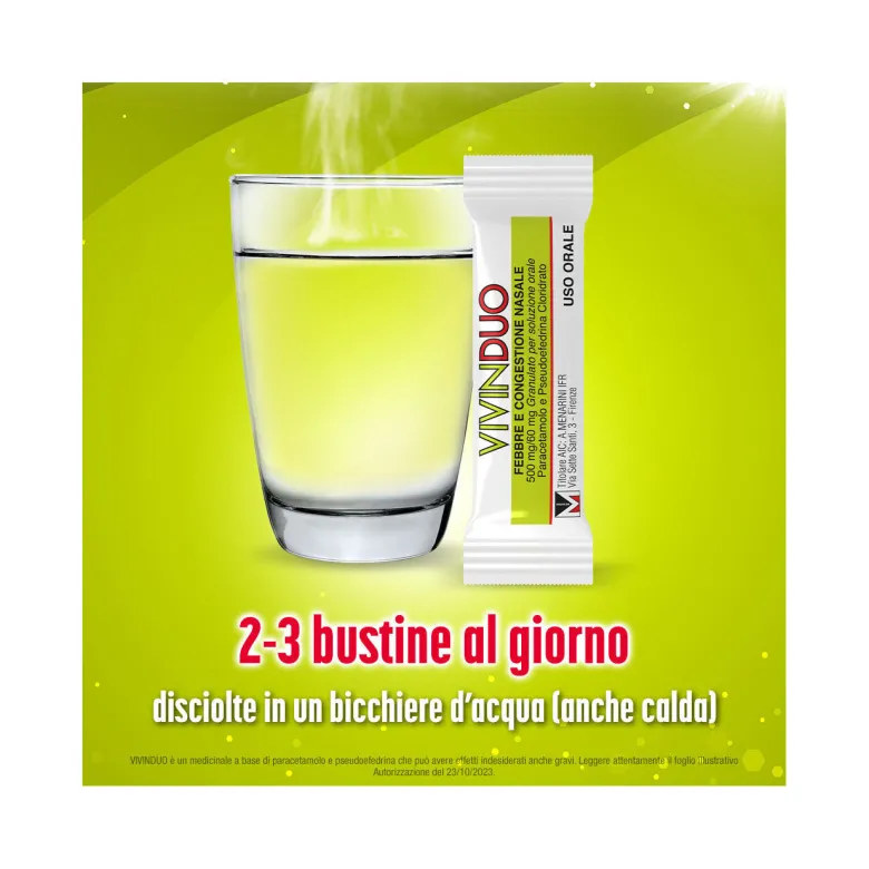 Vivinduo Febbre e Congestione Nasale 500mg + 60mg 10 Bustine