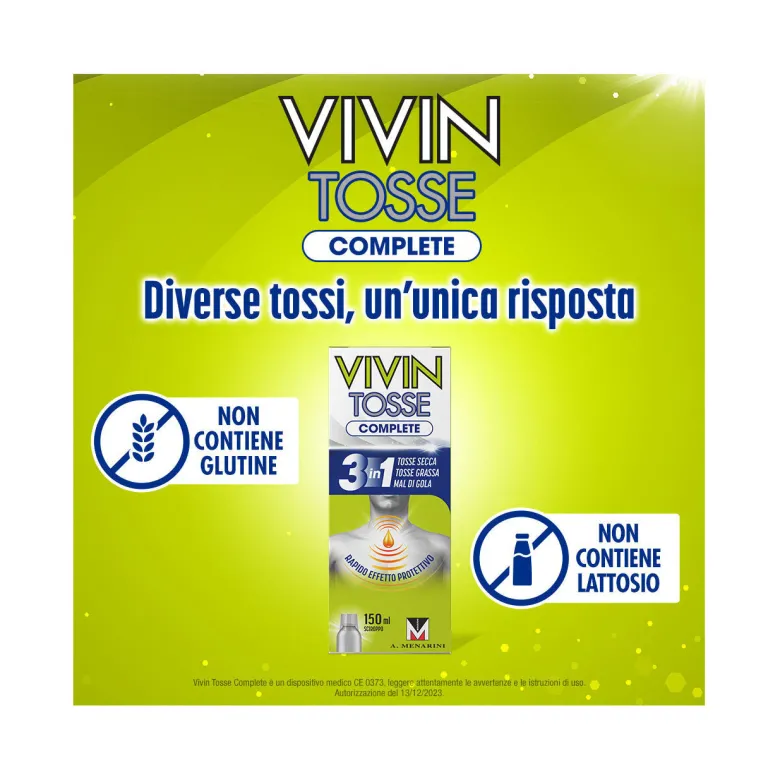 Vivin Tosse Complete 3in1 Tosse Secca Grassa Mal Di Gola Sciroppo 150ml