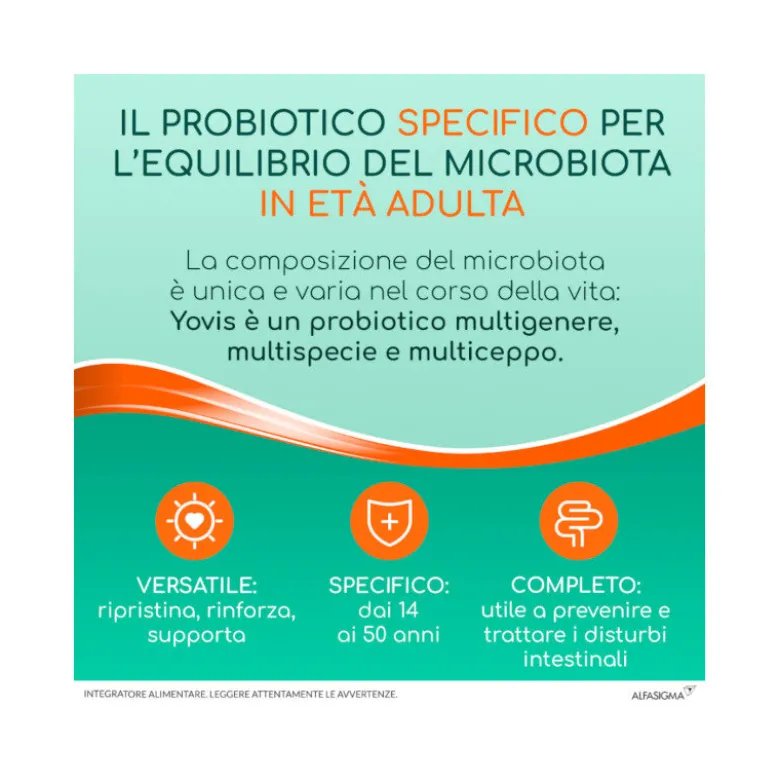 Yovis Caps miliardi di fermenti per favorire l’equilibrio della flora batterica intestinale alterata