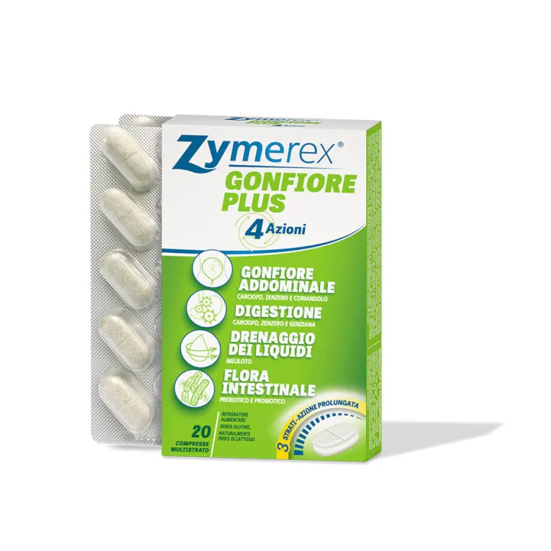 Zymerex Gonfiore Plus 4 Azioni integratore per contrastare gonfiori addominali 20 compresse